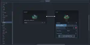 A screenshot of the Godot game engine, showing a selection list on the left and a diagram on the right linking a box with details about the smelter tile to a box for a mine tiles. The tab is called adjacency, and the info in the mine tile indicates that placing a mine by a smelter will increase the smelter's stone yield per turn by 1.