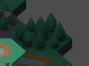 A screenshot of a hexagonal tile of a forest, where the whole tile image is darkened perfectly uniformly.