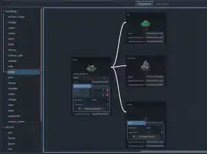 A screenshot of the Godot game engine, showing a selection list on the left much like in devlog #0 - only this time, the selection list is alphabetised!