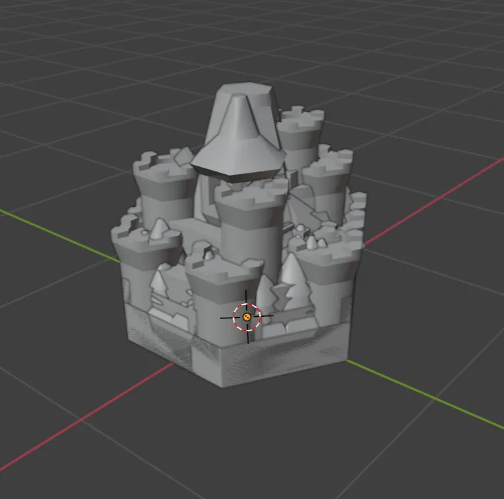 A screenshot from Blender's 3D viewport showing a lot of grey models all in the same place and merged together