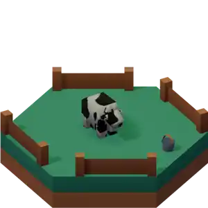 A grassy hex tile with a single low poly cow on it